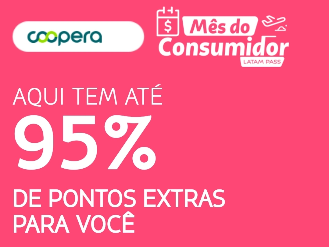 Transfira seus pontos Coopera para a Latam Pass com até 95% de bônus