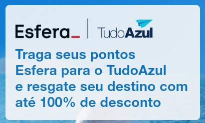 Transfira pontos Esfera para TudoAzul com até 100% de bônus