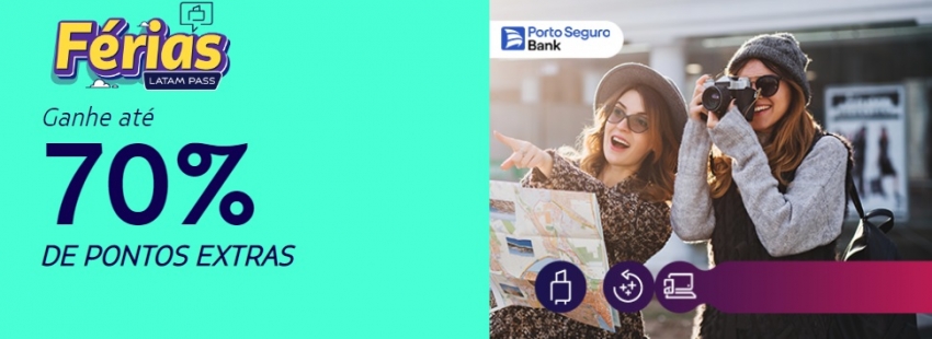 Transferência bonificada com até 70% de bônus entre Porto Seguro Bank e Latam Pass