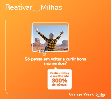 Reative milhas Smiles e receba até 300% de bônus