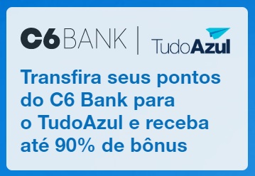 C6 e TudoAzul oferecem até 90% de bônus em transferência de pontos