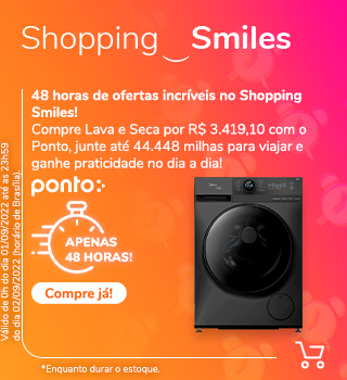 Smiles e Ponto com até 13 milhas por real em lavadoras