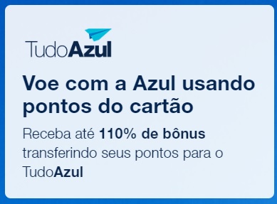 Até 110% de bônus transferindo pontos para a TudoAzul