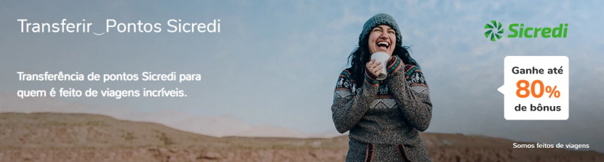 Até 80% de bônus transferindo pontos Sicredi para Smiles