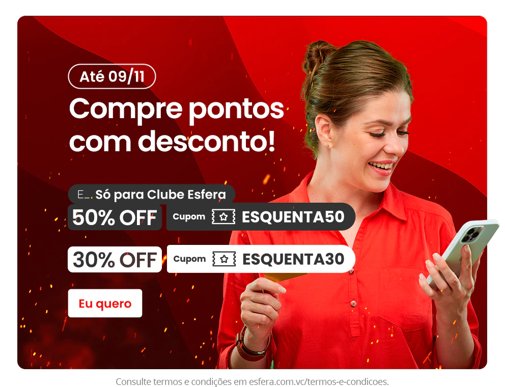 Até 50% off na compra de pontos Esfera