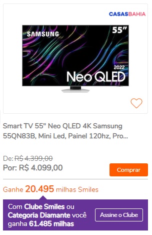 Smiles e Casas Bahia oferecem até 15 milhas por real em compras