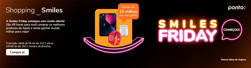 Smiles e Ponto Frio oferecem até 15 milhas por real em compras