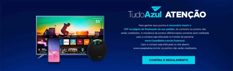 Até 8 milhas por real em parceria TudoAzul e Casas Bahia