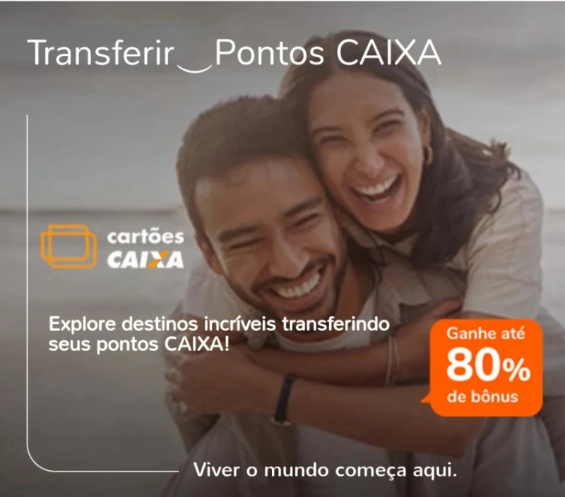 Transfira os pontos do cartão Caixa para Smiles e receba até 80% de bônus