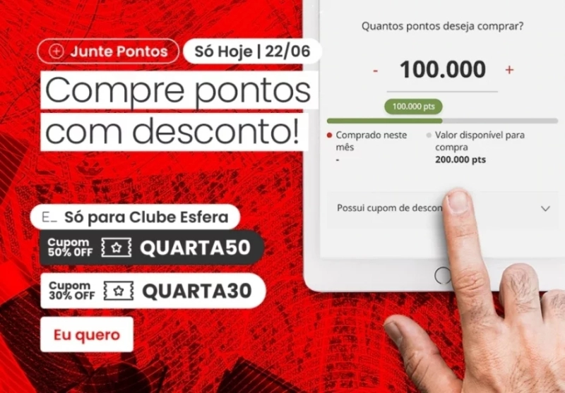 Esfera oferece até 50% de desconto na compra de pontos