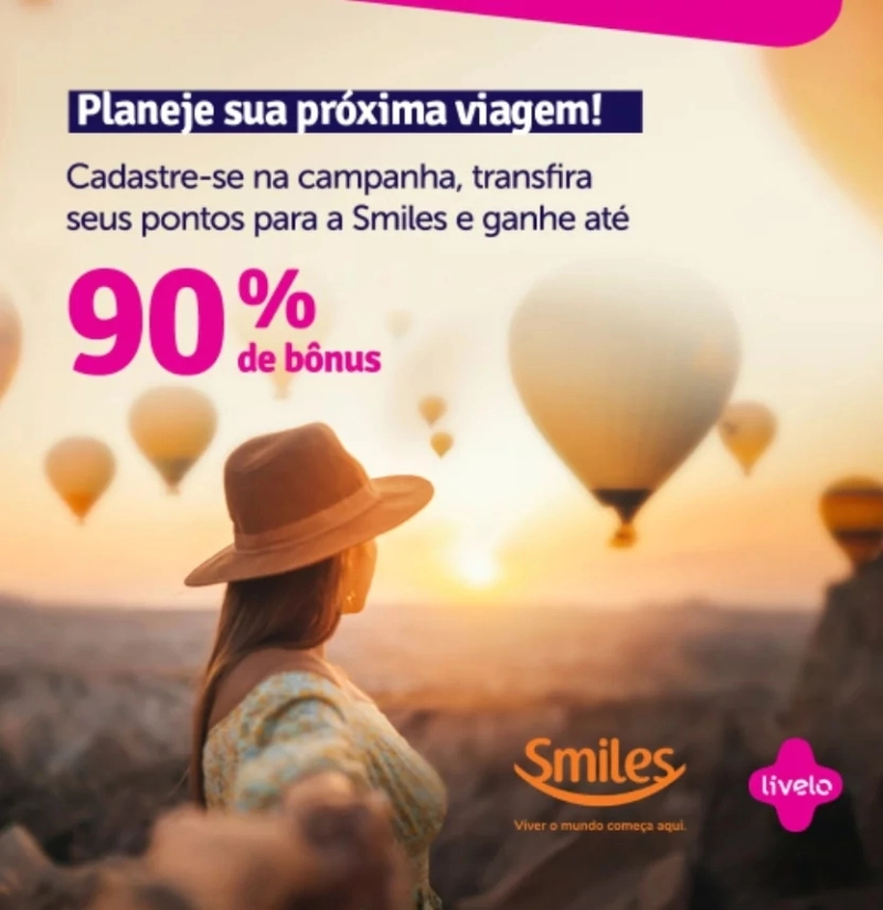 Transfira pontos Livelo para Smiles com até 90% de bônus