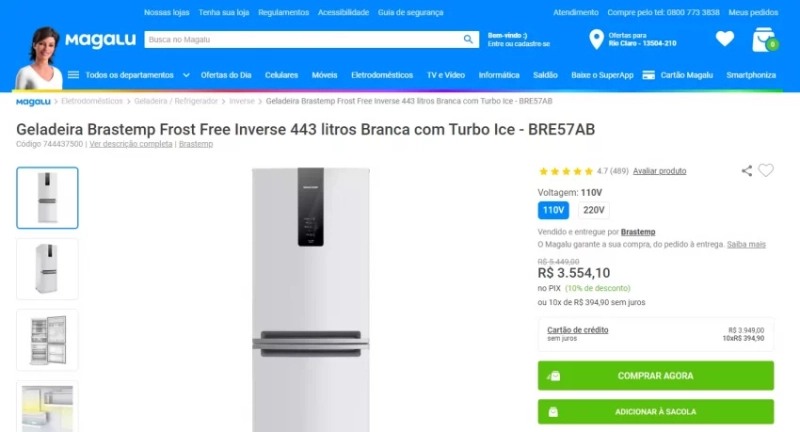 Geladeira Inverter da Brastemp moderna e linda com 40% off