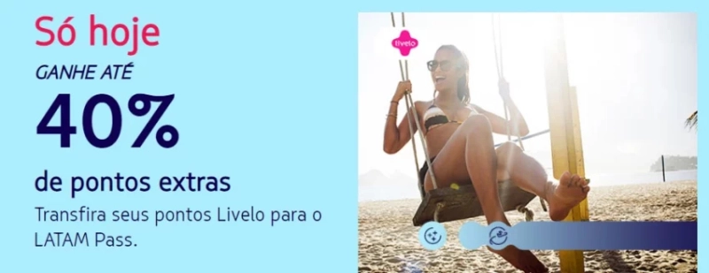 Latam Pass e Livelo dão até 40% de milhas bônus na transferência