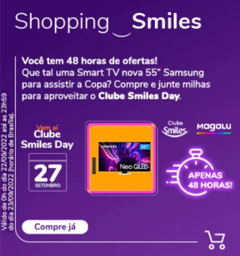 Smiles e Magalu com até 18 milhas por real