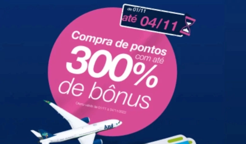 TudoAzul oferece até 300% de bônus na compra de milhas