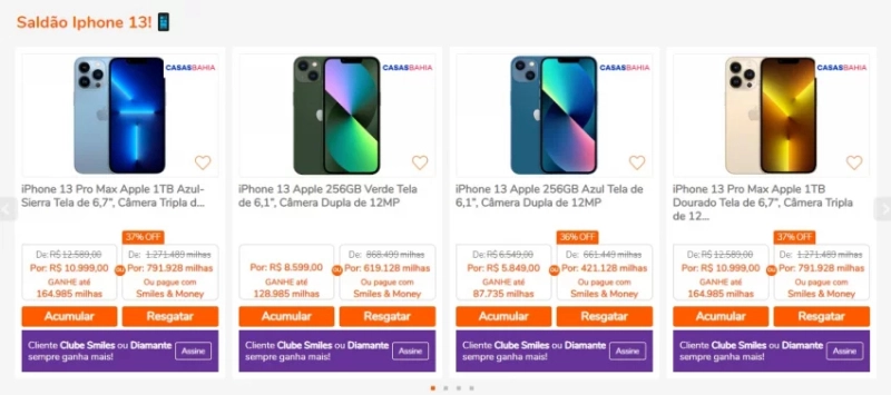 Smiles e Casas Bahia oferecem até 15 milhas por real em compras