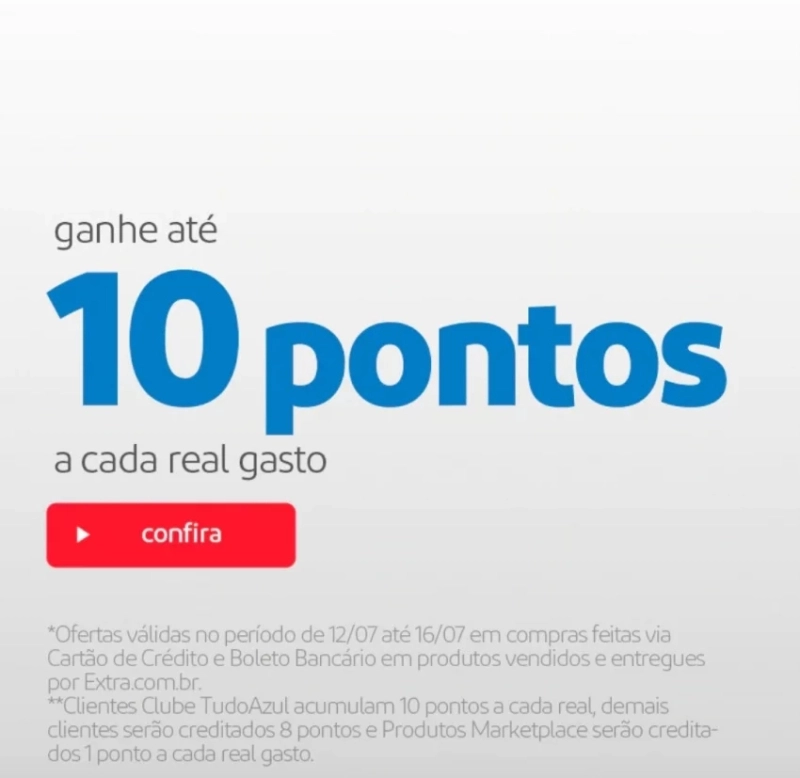 TudoAzul e Extra oferecem até 10 milhas por real