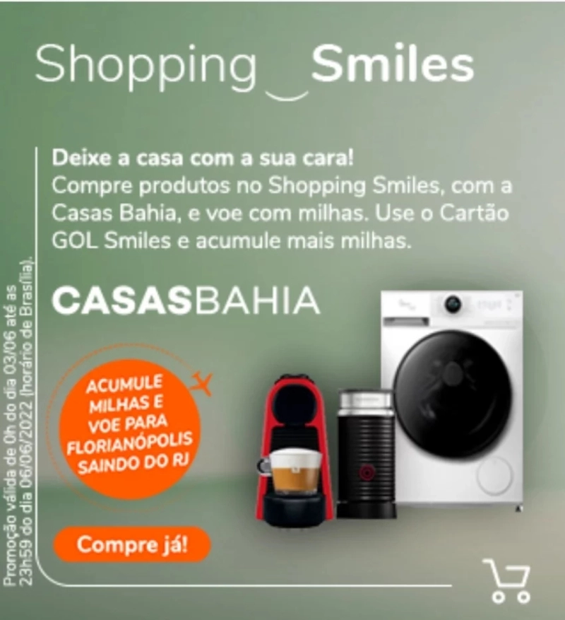 Smiles e Casas Bahia oferecem até 12 milhas por real gasto