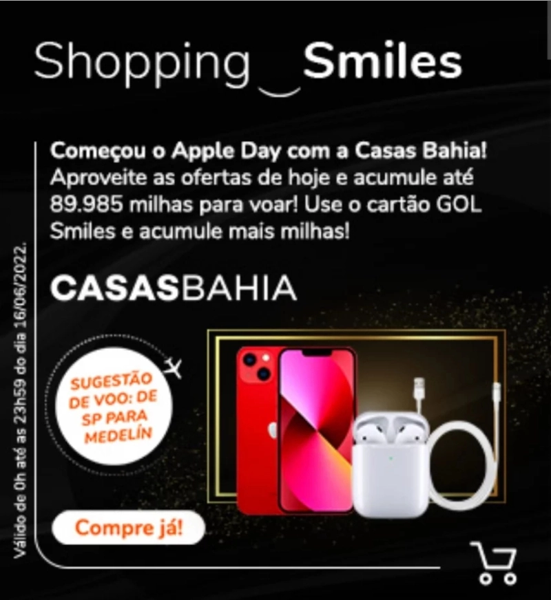 Smiles e Casas Bahia oferecem até 15 milhas por real gasto em produtos Apple incluindo iPhones