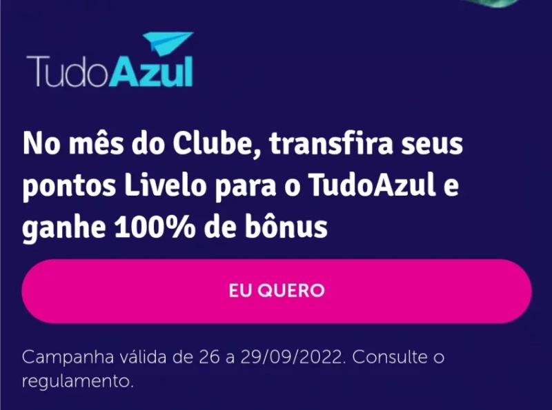 Livelo e TudoAzul com até 120% de bônus para assinantes