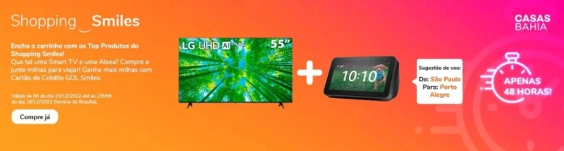 Smiles e Casas Bahia oferecem até 12 milhas por real em compras