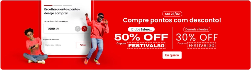 Esfera Oferece Desconto até 50% na Compra de Pontos