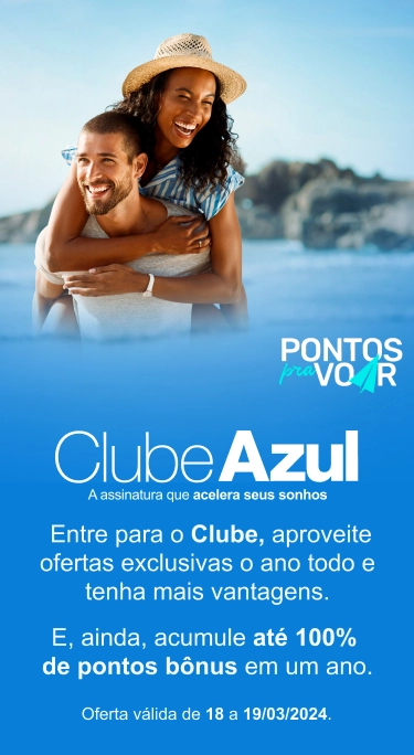 Clube Azul: Até 100% de Bônus e Milheiro a partir de R$15,48 Clube Azul: Até 100% de Bônus e Milheiro a partir de R$15,48