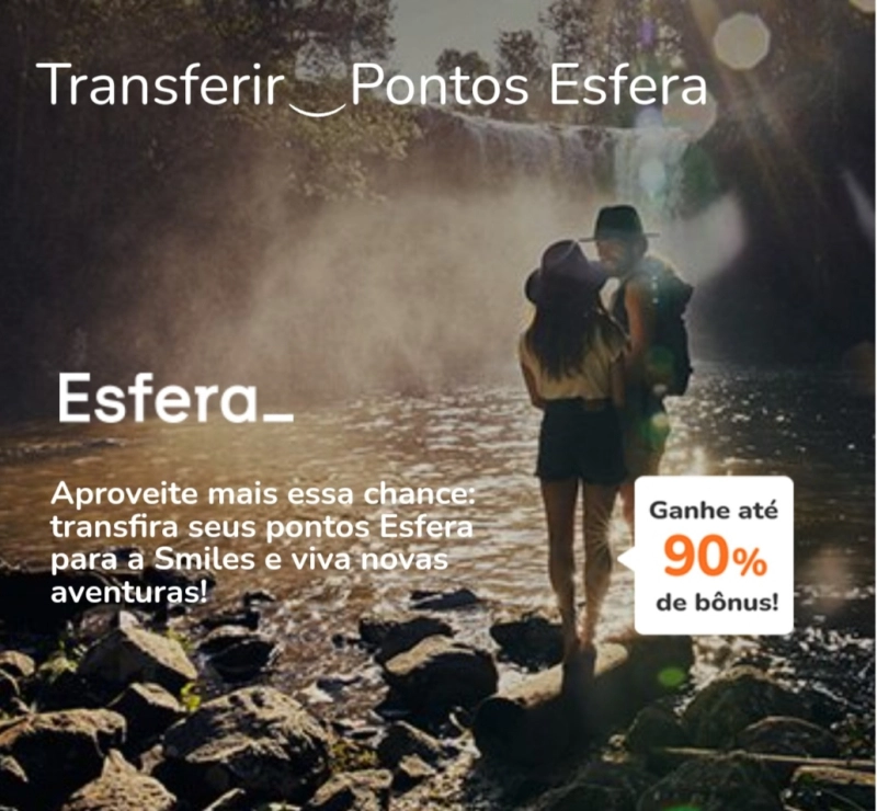 Transferência da Esfera: até 90% de Bônus na Smiles!