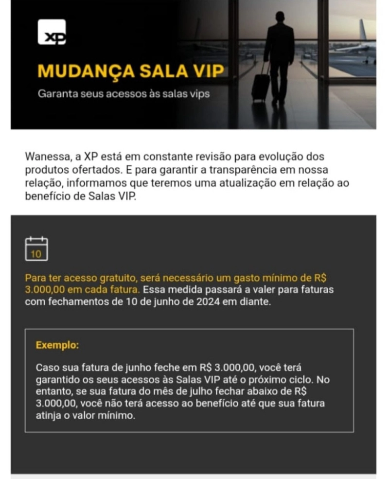 Cartão XP: Acesso às Salas VIP Exige R$ 3.000 em Gastos Cartão XP: Acesso às Salas VIP Exige R$ 3.000 em Gastos