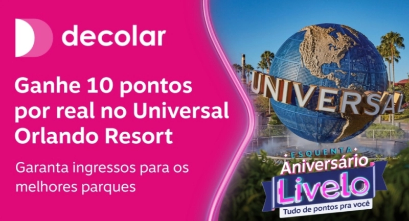 Ingressos Universal na Decolar e Ganhe 10 Pontos Real Gasto Ingressos Universal na Decolar e Ganhe 10 Pontos Real Gasto
