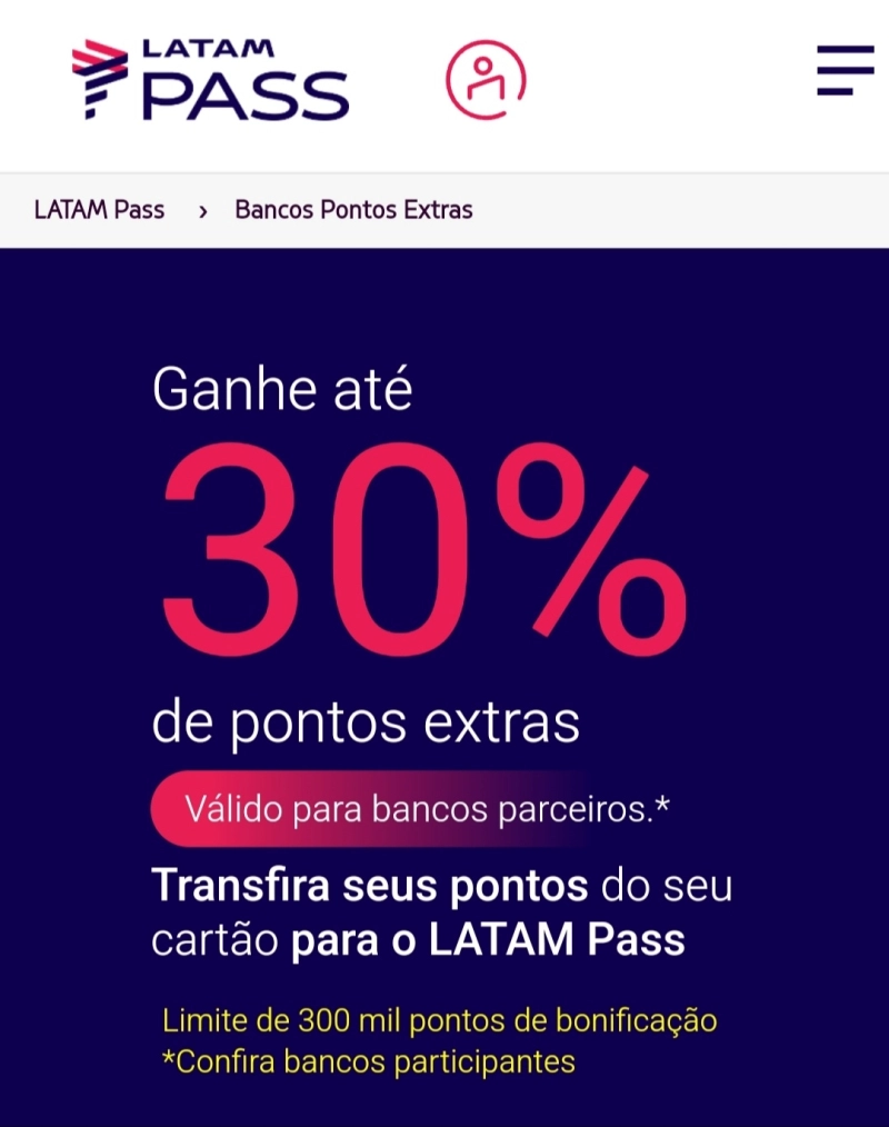 LATAM Pass: Até 30% de Bônus em Transferências de Pontos