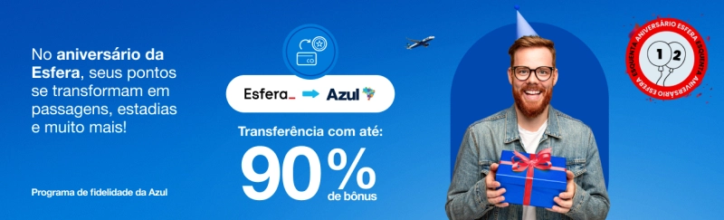 Bônus de até 90% na transferência de pontos Esfera! Bônus de até 90% na transferência de pontos Esfera!