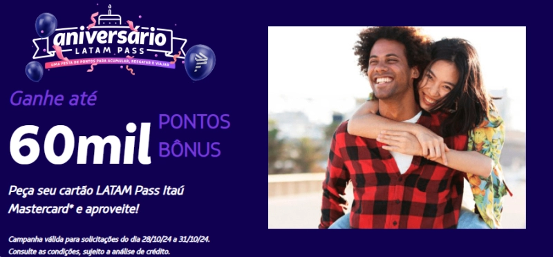 Até 60 Mil Pontos no LATAM Pass Itaú Mastercard Black! Até 60 Mil Pontos no LATAM Pass Itaú Mastercard Black!