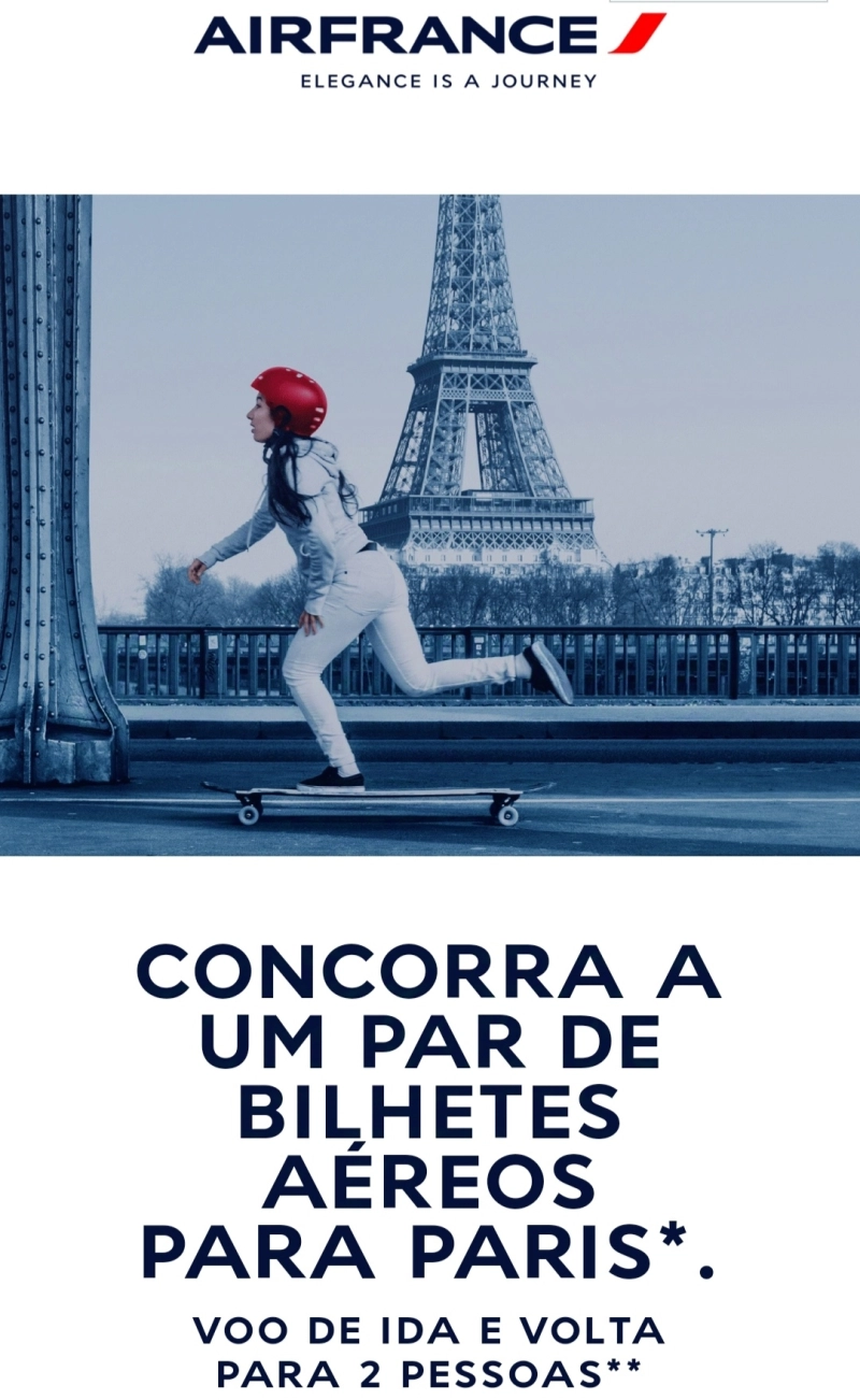 Concorra a Passagens Air France para Paris com Acompanhante