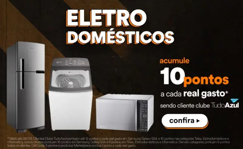 Ponto com TudoAzul oferecem até 12 pontos por real gastos