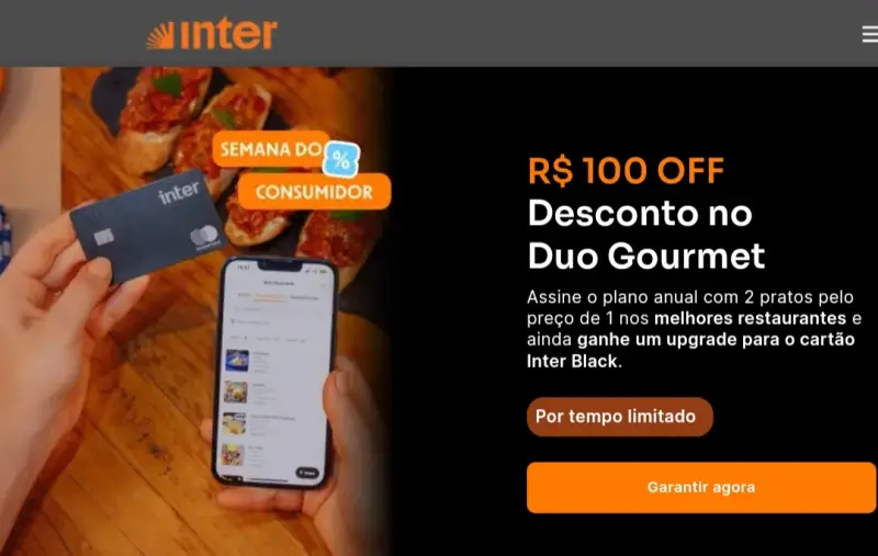 Inter: R$ 100 OFF em Cartão Black Prorrogado!