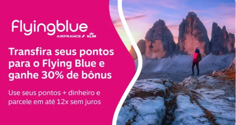 Transfira Pontos Livelo para Flying Blue:  até 30% de Bônus