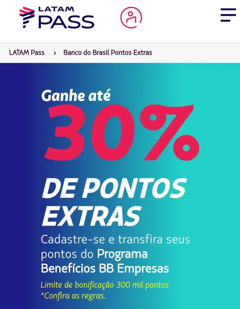 Ganhe Até 30% Bônus nas Transferências BB para LATAM Pass