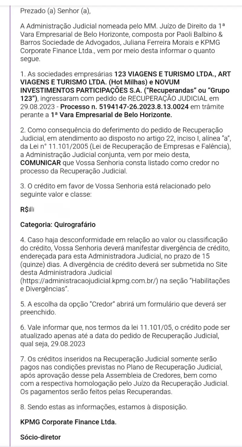 123 Milhas: Recuperação Judicial e Orientações para Credores