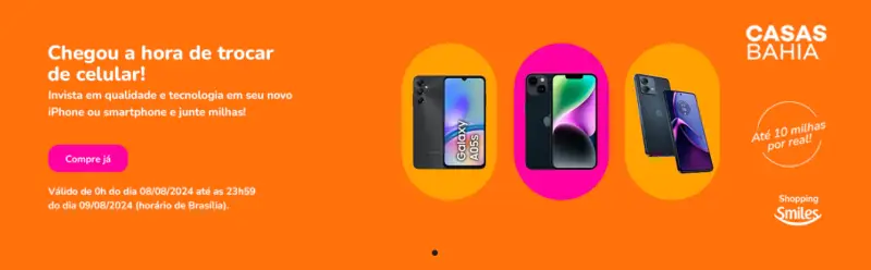 Ganhe 10 Milhas por Real em Smartphones no Shopping Smiles