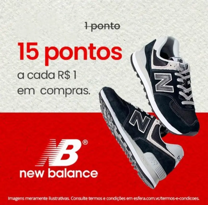 Ganhe 15 Pontos por Real em Compras New Balance na Esfera