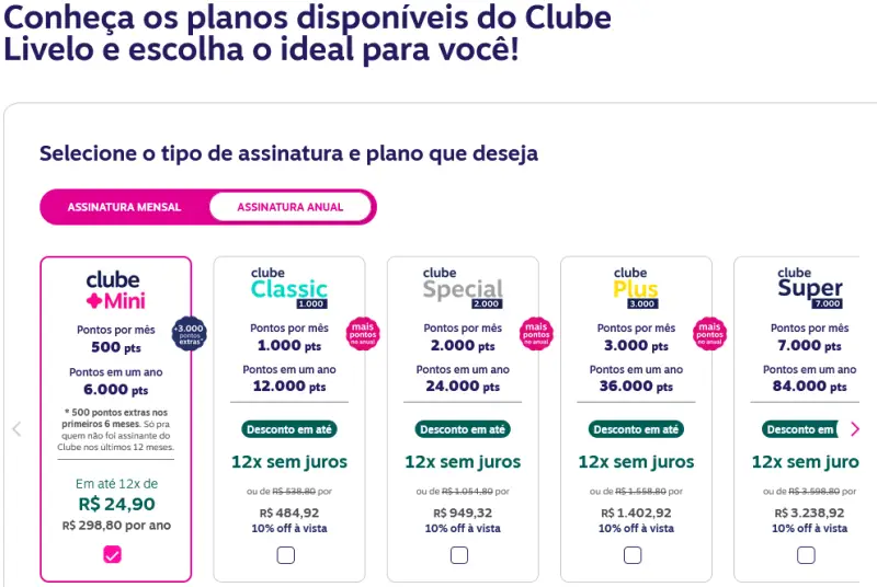 Novo Clube Livelo Mini: Acumule pontos por R$ 24,90/mês!