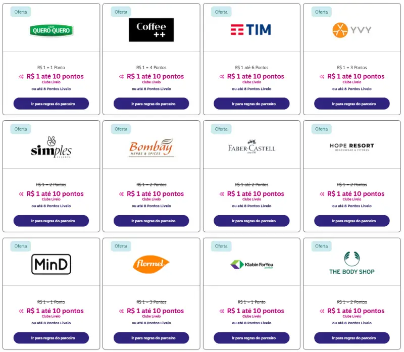 Só Hoje: Ganhe Até 10 Pontos por Real em 60 Lojas Livelo!