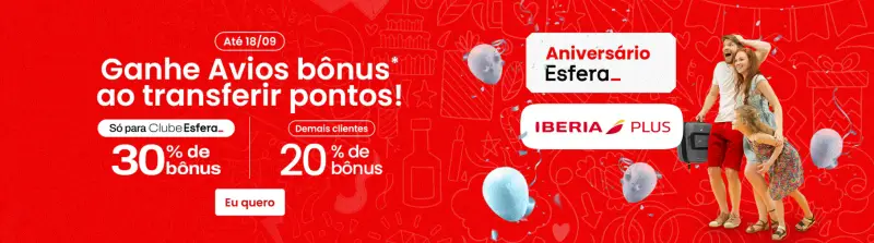 Ganhe Até 30% de Bônus nas Transferências para Iberia Plus