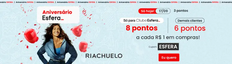 Último Dia: Ganhe Até 8 Pontos por Real na Riachuelo!