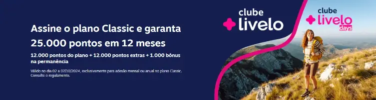 Ganhe 25.000 Pontos no Clube Livelo com Milheiro a R$ 19,40