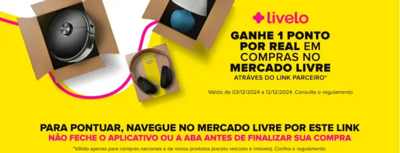 Acumule 1 Ponto Livelo por Real no Mercado Livre!